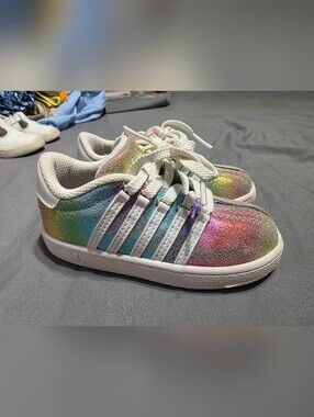 K-Swiss Kids Rainbow Glitter Lace-Up Sneakers - White Trim